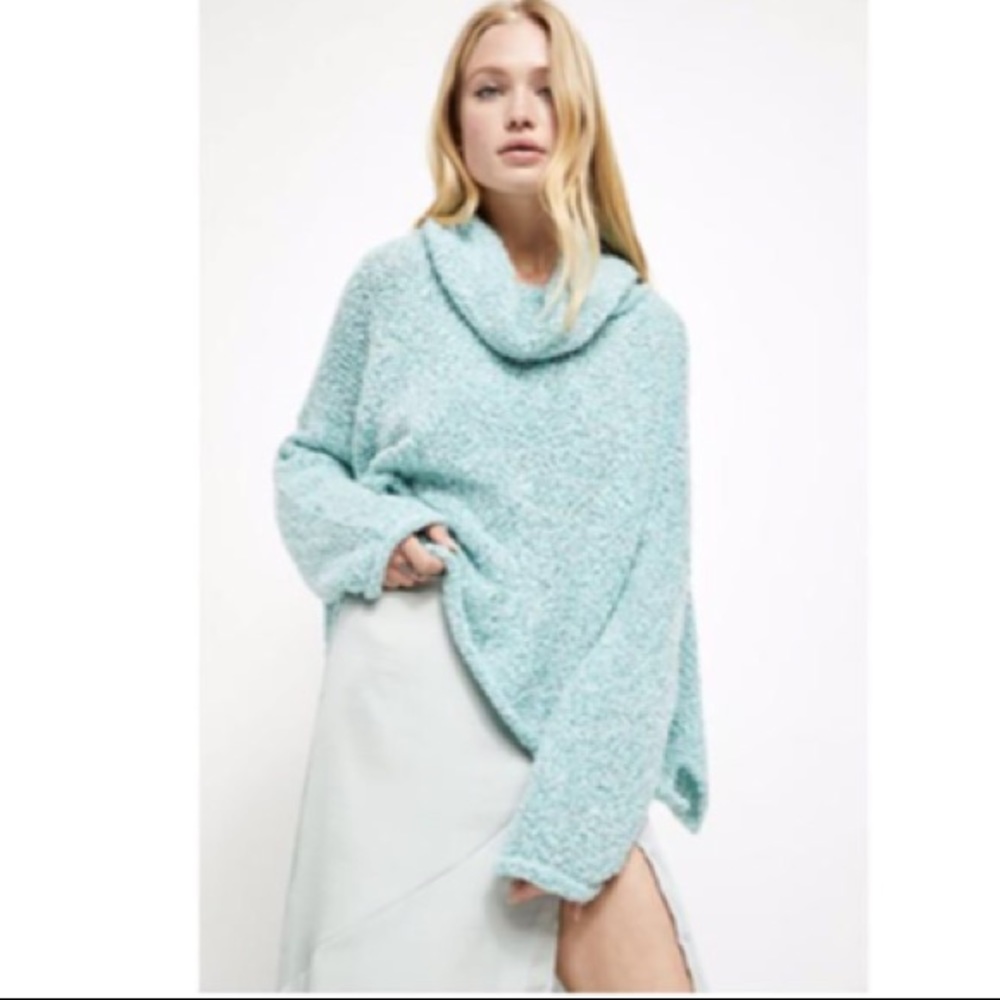 FREE PEOPLE BFF Sweater NWT Size M Aqua Star